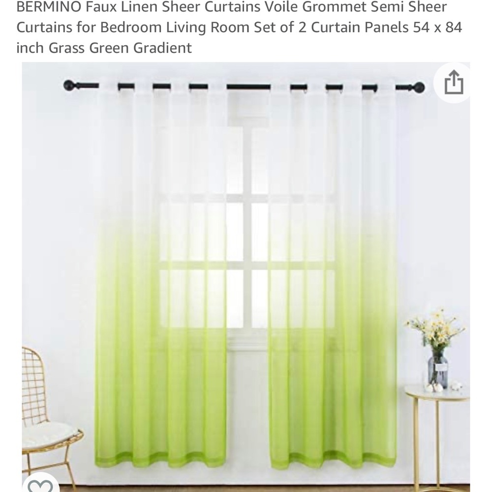 💚 NWT 84x54 inch sheer ombré curtains